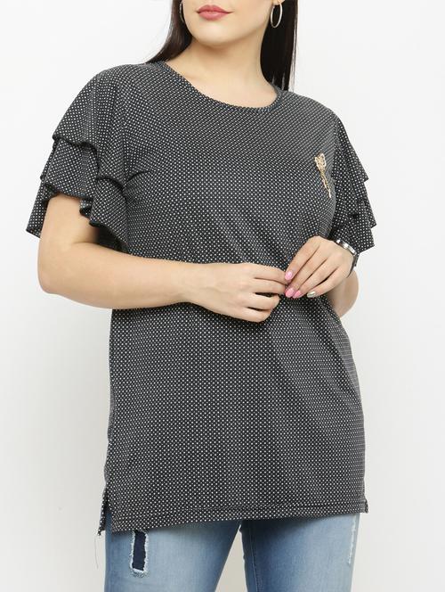 black printed plus top - 15019813 - Standard Image - 1