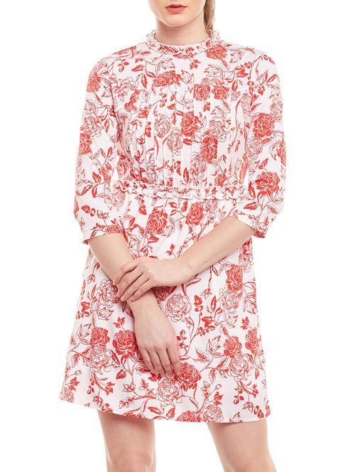 white printed a-line dress - 15020096 - Standard Image - 1