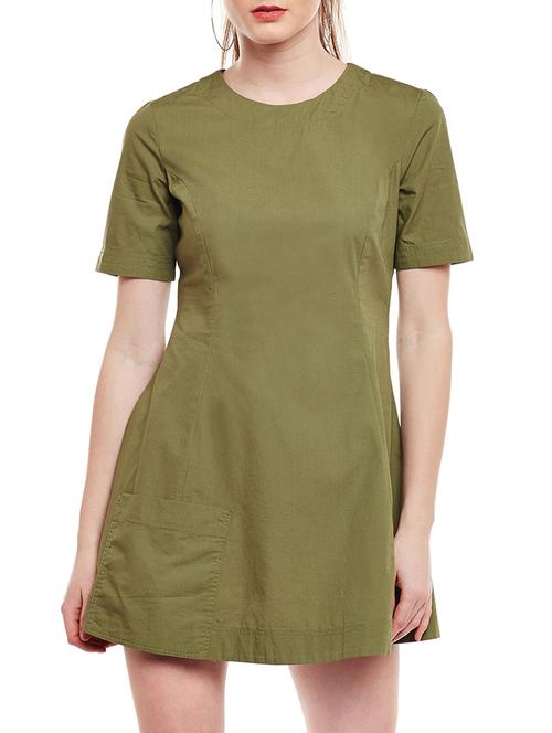 olive cotton a-line dress - 15020105 - Standard Image - 1