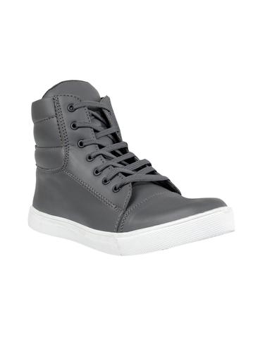 grey leatherette lace up sneaker - 15020120 - Very Small Image - 1