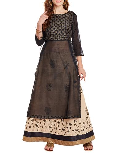 Black kurta skirt set - 15020342 - Very Small Image - 1