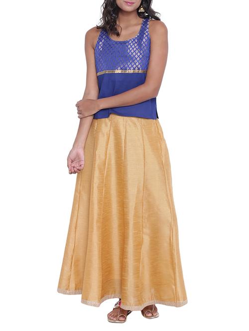 Brocade yoke design kurti with skirt set - 15020347 - Standard Image - 1