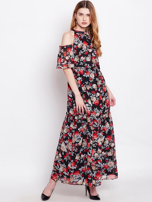 black printed maxi dress - 15020367 - Standard Image - 1