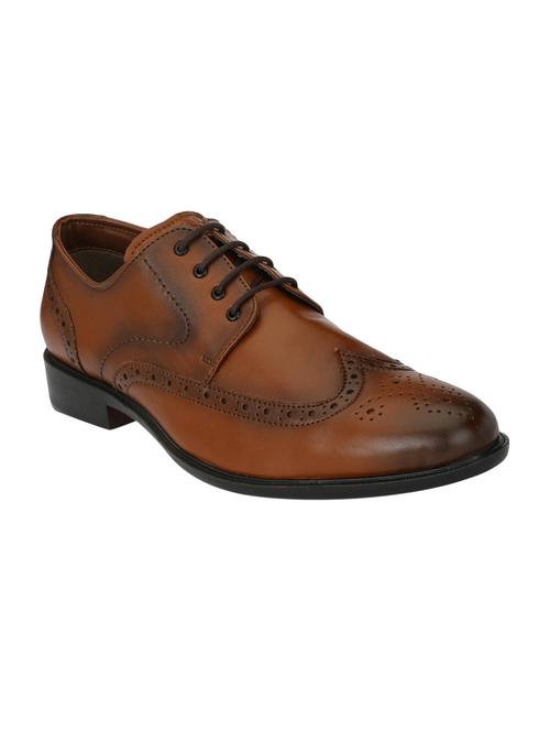 tan Leatherette lace-up derby - 15020391 - Standard Image - 1