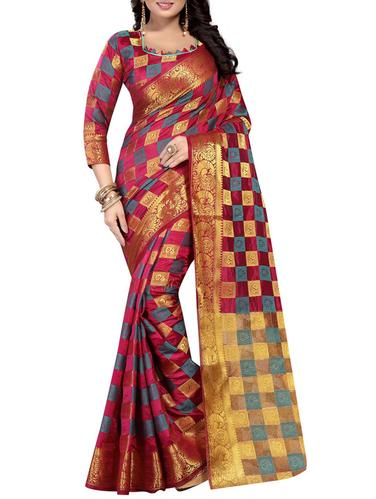 maroon nauvari silk saree with blouse - 15020572 - Very Small Image - 1