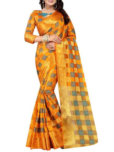 orange nauvari silk saree with blouse - 15020573 - Very Small Image - 1