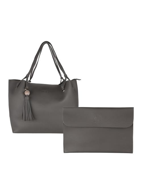 grey leatherette regular handbag - 15020876 - Standard Image - 1