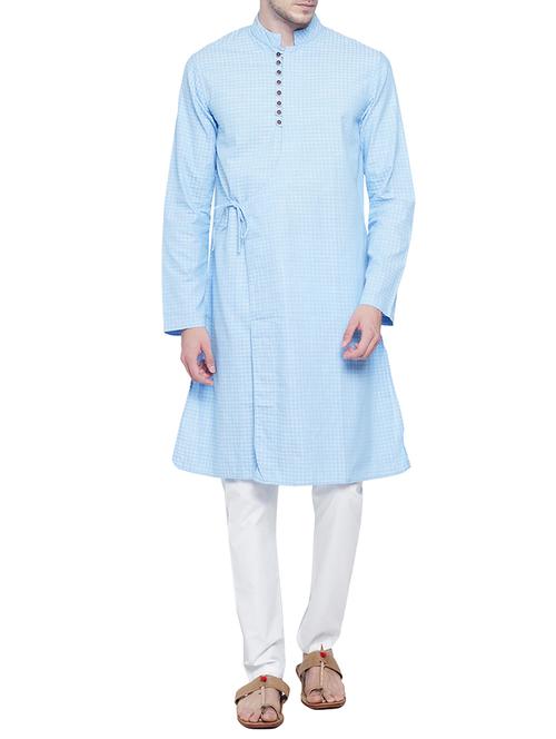 sky blue cotton ethnic wear set - 15020937 - Standard Image - 1