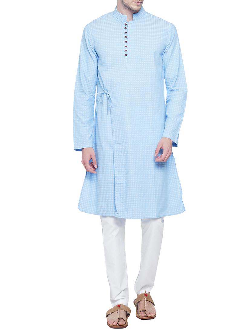sky blue cotton ethnic wear set - 15020937 - Zoom Image - 1