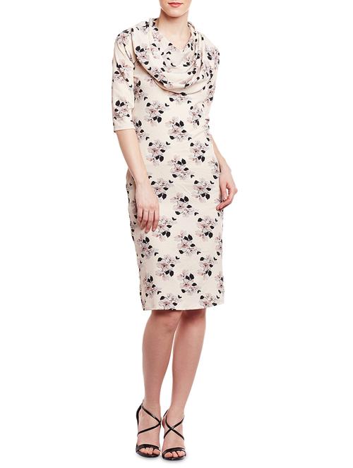beige printed sheath dress - 15020997 - Standard Image - 1