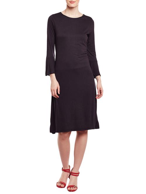 solid black viscose a-line dress - 15020998 - Very Small Image - 1