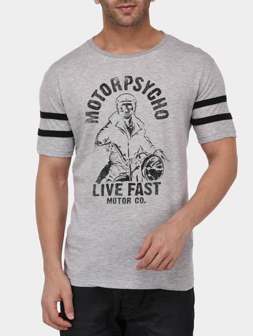grey cotton chest print tshirt - 15021005 - Standard Image - 1