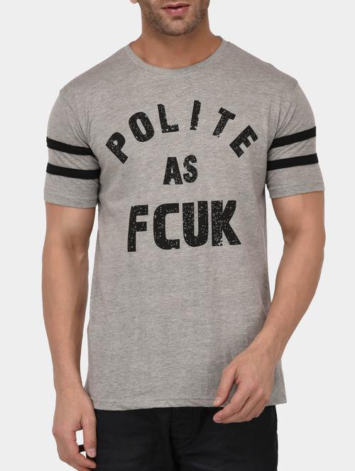 grey cotton chest print tshirt - 15021006 - Standard Image - 1