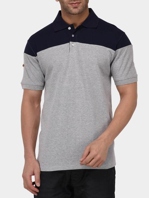 grey cotton color block tshirt - 15021008 - Standard Image - 1