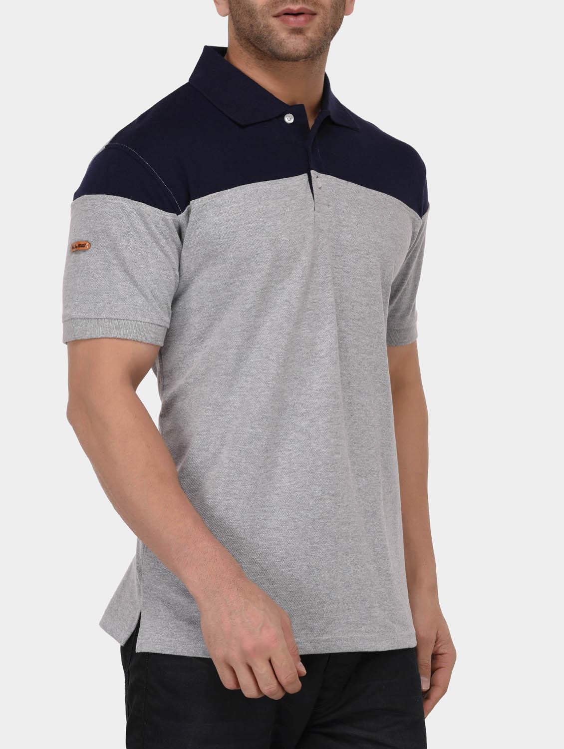 grey cotton color block tshirt - 15021008 - Zoom Image - 2