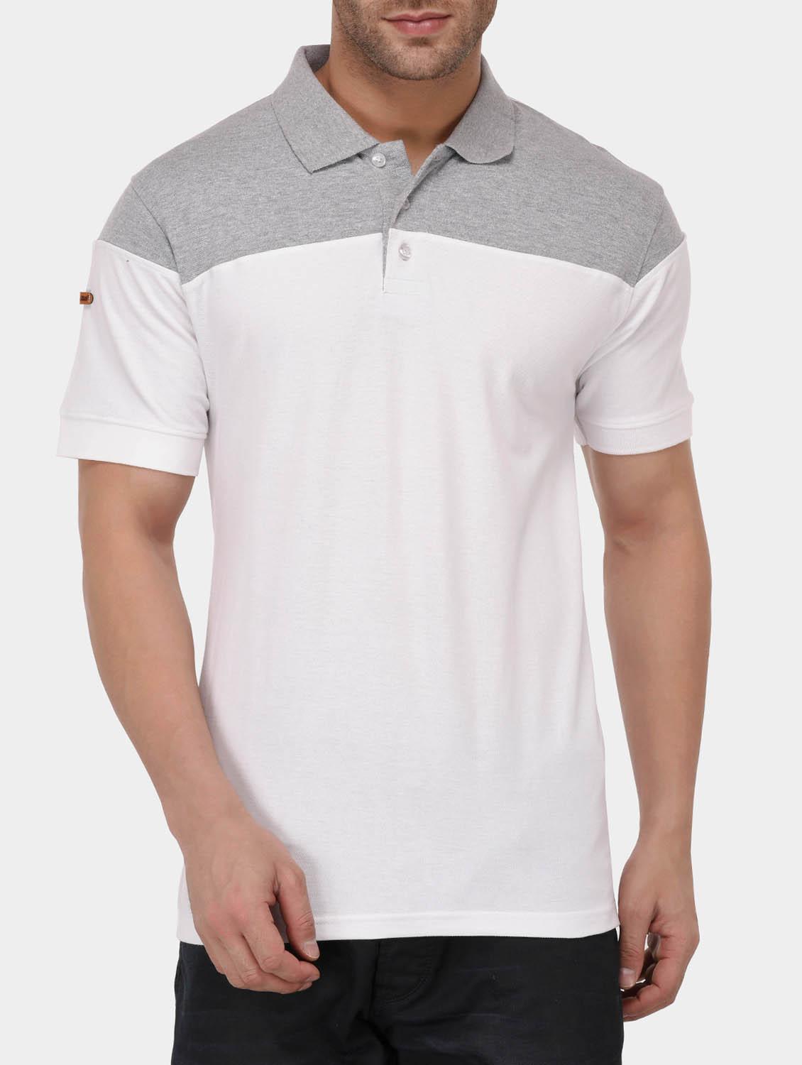white cotton color block tshirt - 15021009 - Zoom Image - 1