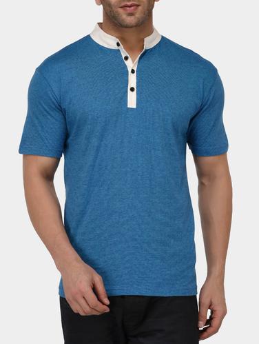 blue cotton collared tshirt - 15021019 - Very Small Image - 1