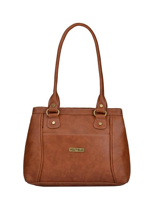 tan leatherette regular handbag - 15021077 - Standard Image - 1