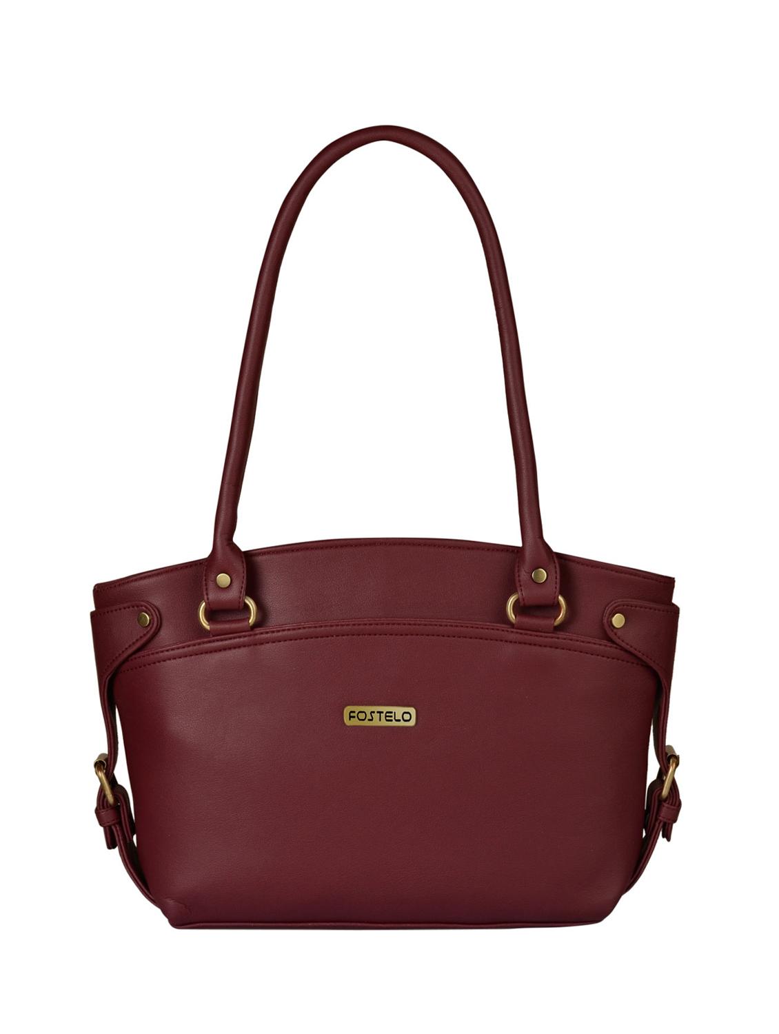 maroon leatherette regular handbag - 15021106 - Zoom Image - 1