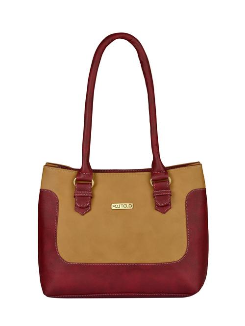 maroon leatherette regular handbag - 15021113 - Standard Image - 1