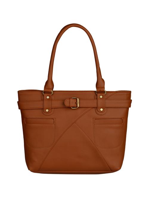 tan leatherette regular handbag - 15021130 - Standard Image - 1