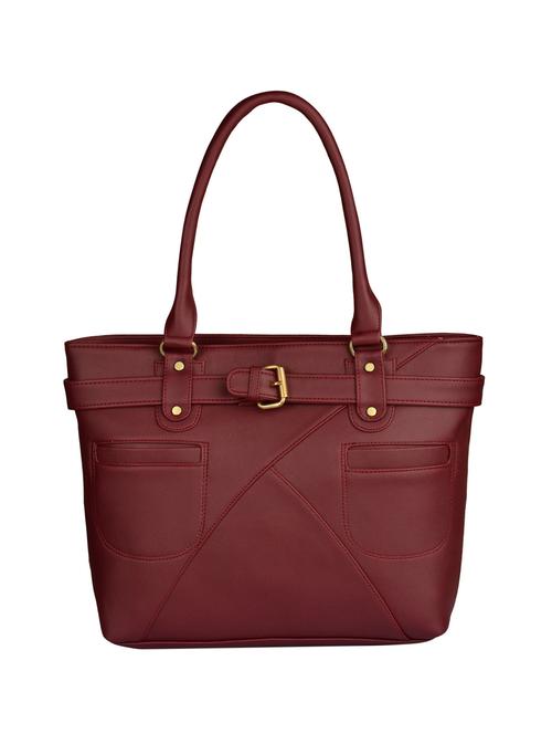 maroon leatherette regular handbag - 15021132 - Standard Image - 1