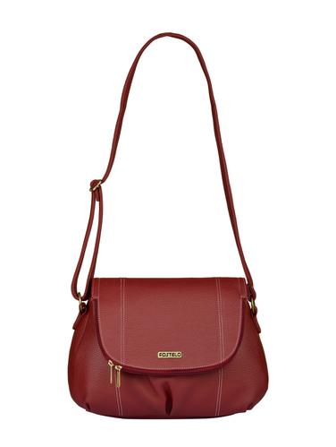 maroon leatherette regular sling bag - 15021138 - Very Small Image - 1