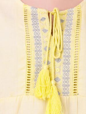 yellow embroidered pephem dress - 15021157 - Standard Image - 4