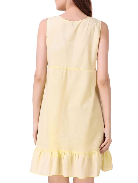 yellow embroidered pephem dress - 15021157 - Zoom Image - 3