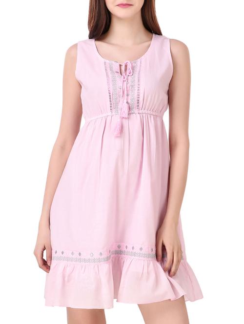 pink embroidered empire line dress - 15021160 - Standard Image - 1