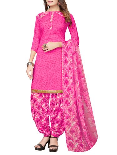 pink synthetic salwar suit unstitched - 15021202 - Very Small Image - 1