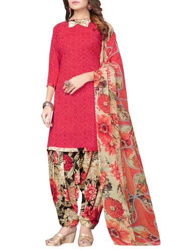 pink synthetic salwar suit unstitched - 15021210 - Very Small Image - 1