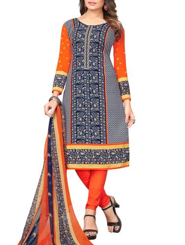 blue churidaar suit unstitched suit - 15021216 - Very Small Image - 1