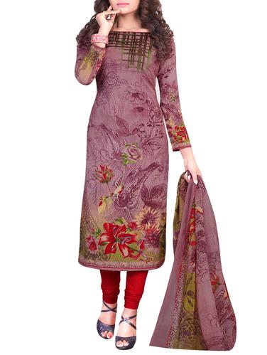 purple churidaar suit unstitched suit - 15021218 - Very Small Image - 1