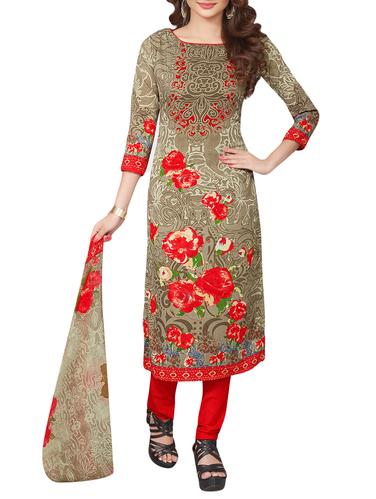 Brown churidaar suit unstitched suit - 15021219 - Very Small Image - 1