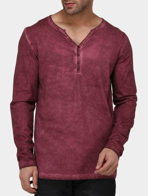 maroon cotton washed tshirt - 15021287 - Standard Image - 1