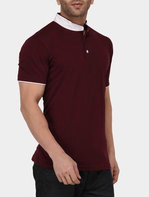 maroon cotton collared tshirt - 15021291 - Standard Image - 2