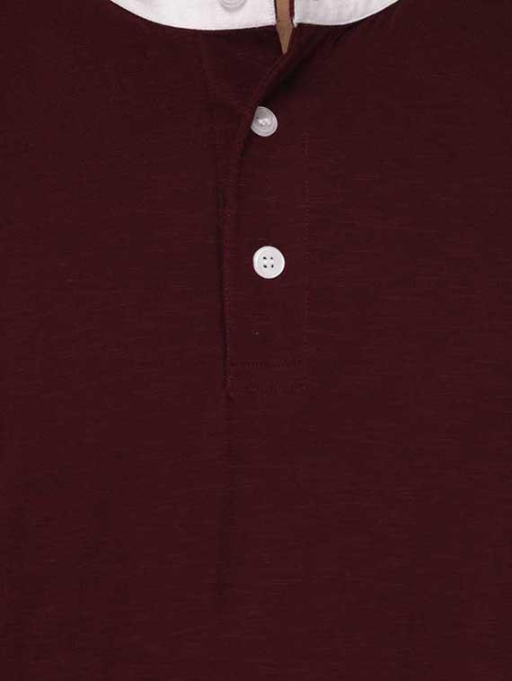 maroon cotton collared tshirt - 15021291 - Zoom Image - 4