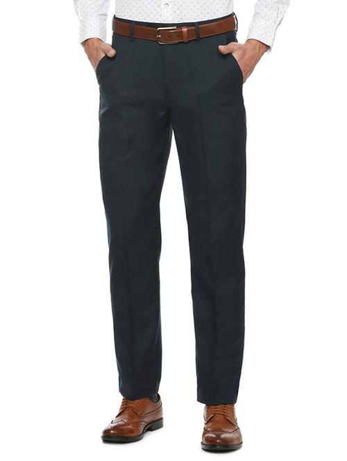 navy blue polyester blend flat front formal trouser - 15021306 - Standard Image - 1