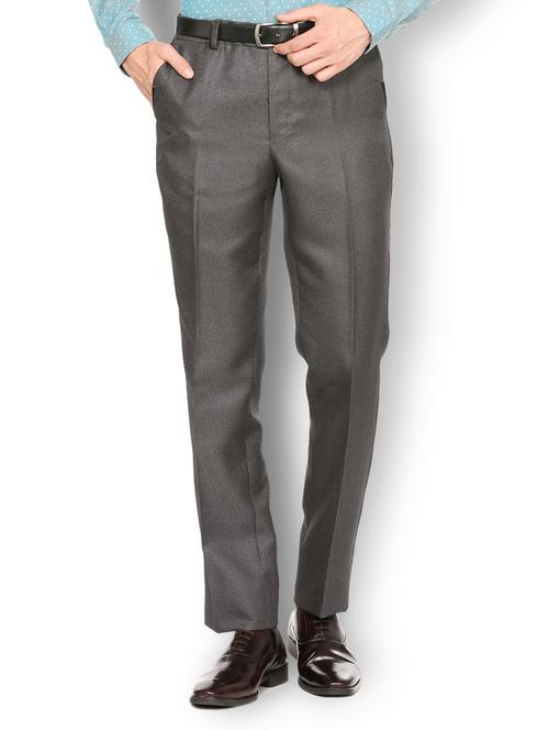 grey cotton flat front formal trouser - 15021390 - Very Small Image - 1