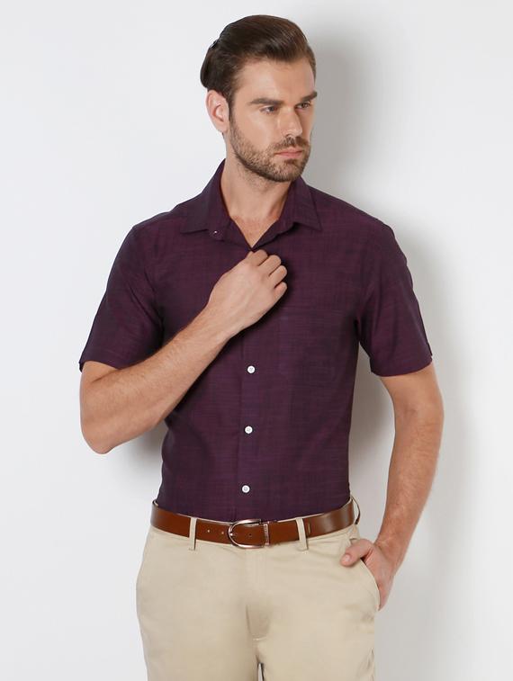 purple cotton formal shirt - 15021531 - Zoom Image - 1