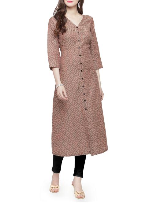 A-line printed solid kurta - 15021583 - Standard Image - 1
