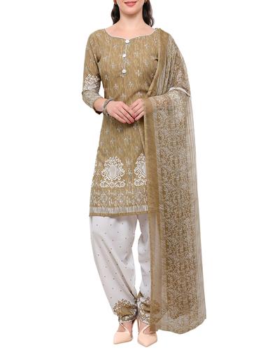 brown crepe salwar suit unstitched - 15021830 - Very Small Image - 1