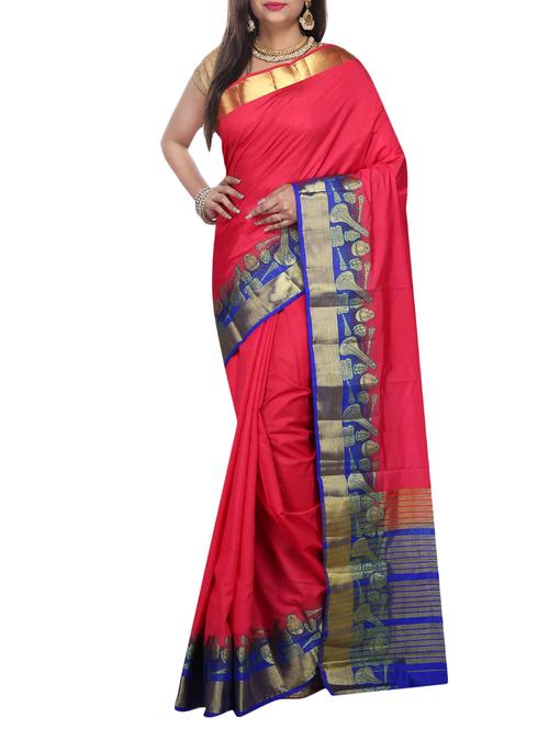 pink silk bordered saree with blouse - 15021842 - Standard Image - 1
