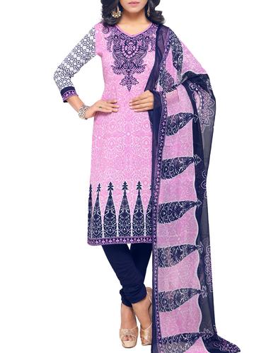 pink crepe churidaar suits unstitched suit - 15022231 - Very Small Image - 1