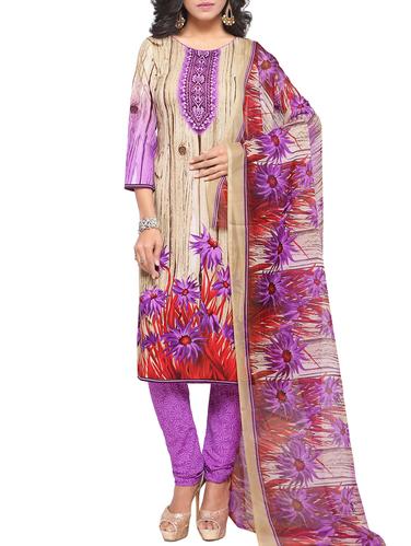 beige crepe churidaar suits unstitched suit - 15022233 - Very Small Image - 1