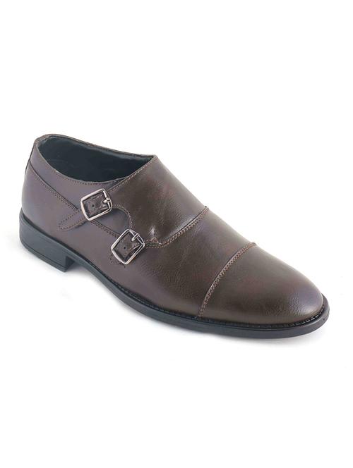 brown Leatherette slip on monk strap - 15022929 - Very Small Image - 1