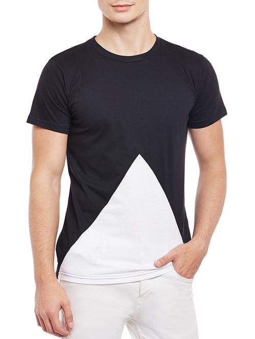 black cotton color block tshirt - 15023112 - Standard Image - 1