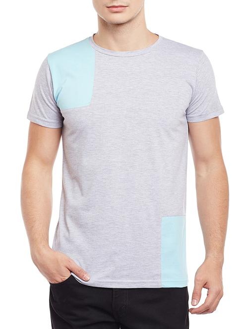 grey color block cut & sew t-shirt - 15023114 - Standard Image - 1