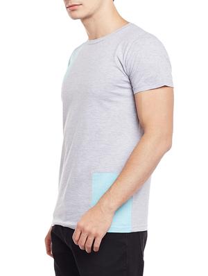 grey color block cut & sew t-shirt - 15023114 - Standard Image - 2